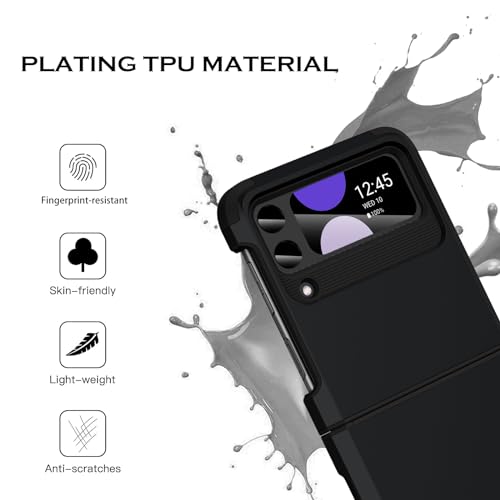 DUEDUE Design for Samsung Galaxy Z Flip 3 Case with Hinge Protection, Heavy Duty Shockproof Anti Scratch Cover Full Body Protective Phone Case for Samsung Z Flip 3 Case, Black