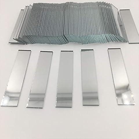 NUO RUI 5/8" x 2" Rectangular Mirror Mosaic Tiles Craft Mirrors 60 Pieces (5/8'' x 2'') Cover