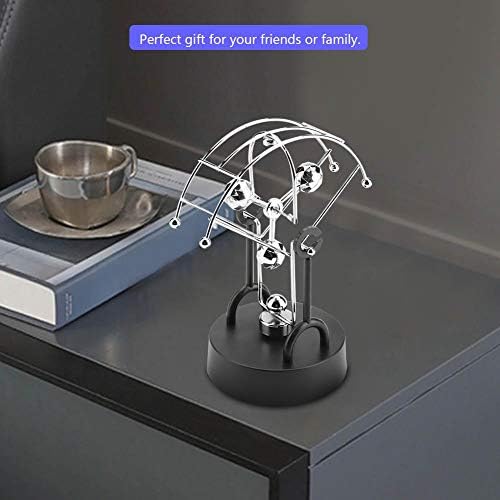 Hztyyier Electronic Perpetual Motion 11*20 cm Bilateral Rotation Physical Swing Toy Newton's Cradle for Office Home Decoration(B102)