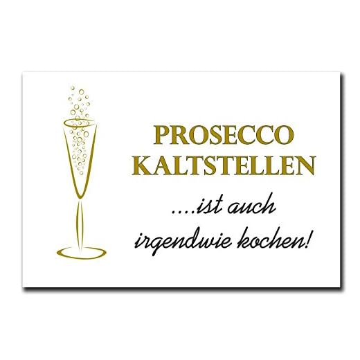 Hochwertiges Metallschild 30 x 20 cm aus Alu Verbund Prosecco kaltstellen ist auch irgendwie kochen Deko Schild Wandschild