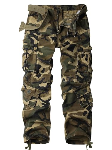 ZAFUL Men's Camo BDU Cargo Tactical Ripstop Casual Lightweight Baggy Combat 100% Cotton Pants with 8 Pockets(No Belt)