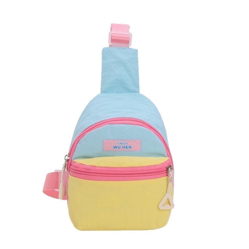 Bolsa tiracolo de nylon Color Block, mochila esportiva com alça ajustável, bolsa de peito leve para uso ativo, Amarelo, Bolsas de mão