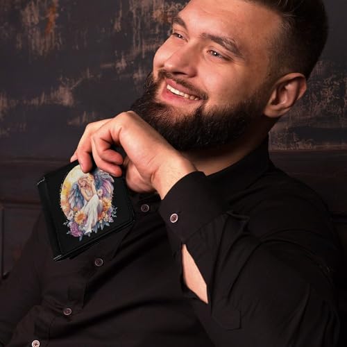 Angelsflowers Bifold Wallet for Men Women PU Leather Slim Purse Pocket Wallet with Card Holder4