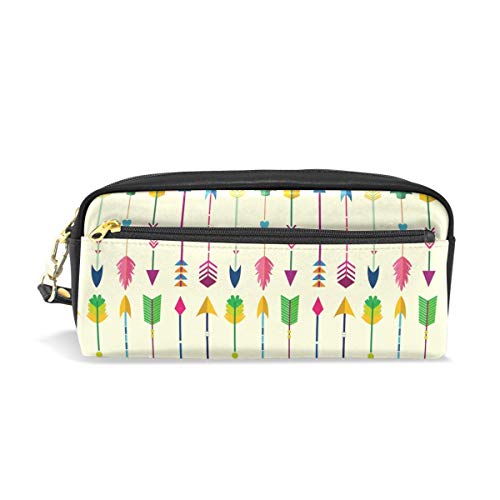 Preisvergleich Produktbild Ahdyr Bleistiftetui Bunte Tribal Arrows Pattern PU Leder Bleistiftbeutel Reißverschluss Stiftbeutelhalter Student Stationary Cosmetic Makeup Bag