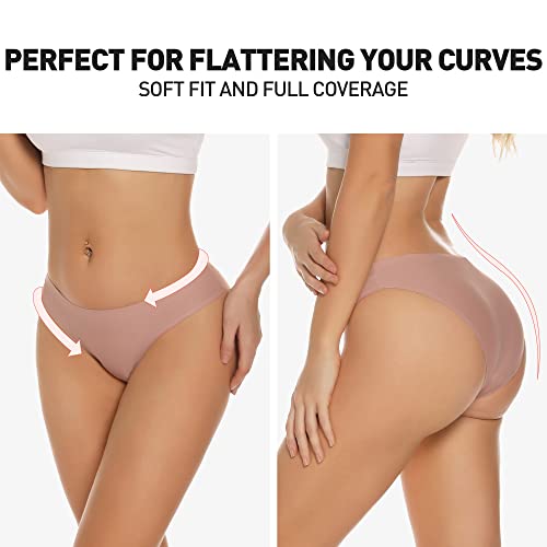 Jaywan Womens Seamless Bikini Cheeky Underwear No Show Hipster Breathable Stretch Invisibles Panties 5 Pack #TOP1