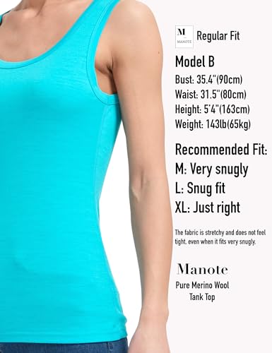 Image of 100% Merino Wool Tank Top for Women, Scoop Neck, Active Lightweight Breathable Undershirt, No-Odor Base Layer