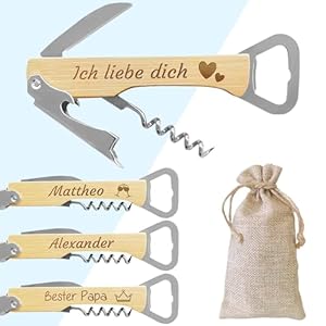 KDO MAGIC Personalisierter Flügelkorkenzieher mit Gravur