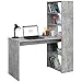 COMIFORT Escritorio con Estantería - Mesa de Estudio con Librería de Estructura Firme, Moderna y Minimalista con 4 Baldas Espaciosas y de Gran Capacidad, Color Stone