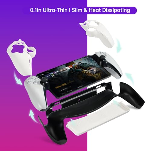 Image of UYIYE Protective Case Compatible with PlayStation Portal Remote Player, Soft Rubber Grip Cover with PreciseThin Fit, Anti-Scratch Shockproof Protection, Comfortable Hold & Cooling Design Black+White