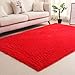 YUANBIAO Tapis de Salon 50x160cm Maison Tapis Soft Tapis Polyester Antidérapant Fluffy Anti Slip Lavable Non Shedding pour Salon Chambre Canapé Tapis de Plancher, Rouge