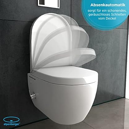 Alpenberger Dusch WC Komplettset | Wand WC Spülrandlos | Toilette mit Intimdusche und Armatur | Toilettendeckel mit Absenkautomatik | Spülkasten Vorwandelement WC Set Komplett (7150U) – Bild 5