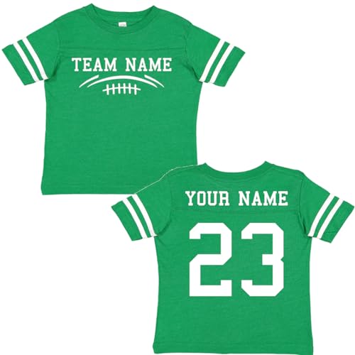 Custom Team Cotton Football Sport Jersey Toddler and Big Kid T-Shirt-Personalized with Name and Number - Front & Back