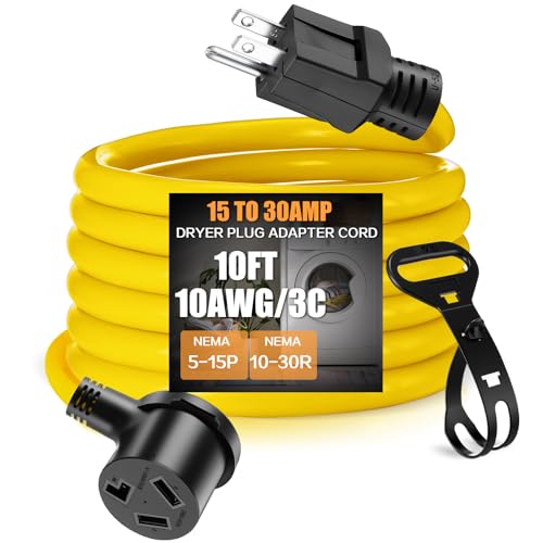 Kanayu 10FT 5-15P to 10-30R 15Amp Dryer Adapter Cord Compatible Female Power Adapter 15 Amp 3 Prong Female Receptacle ONLY for 120V Device EV Power Cord