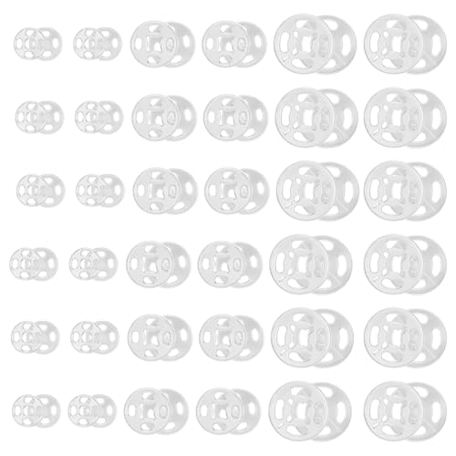 Lot de 36 paires de boutons-pression à coudre - En plastique transparent - Ronds - Invisibles - Pour le bricolage, les vêtements, les chemises, les pantalons...