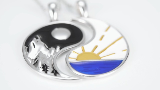 Collier Assorti Pour Couple En Argent Sterling Yin Yang - Cadeau