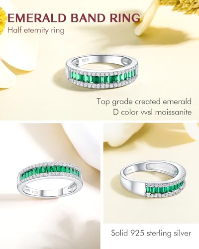 DAYBYDAY Emerald Cut Channel Set Moissanite Wedding Band 925 Sterling Silver 1 Carat Baguette Moissanite Eternity Band Rings for Women Men4