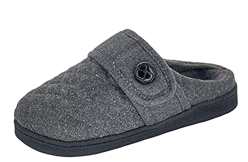 Clarks Womens Quilted Felt Clog Slipper JMS0783T - Soft Plush Terry Lining - Indoor Outdoor House Slippers For Women (9 M US, DK Grey)