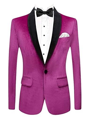 Men's Shawl Collar Blazer Velvet Suit Coat for Party Prom Dinner Jacket