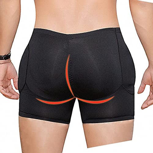 Men Plump Hip Butt Enhancer Boxer Brief Butt Lifting Skinny Boyshort Shaper Panties Removable Sponge Pad (Color : Black, Size : X-Large) #TOP1