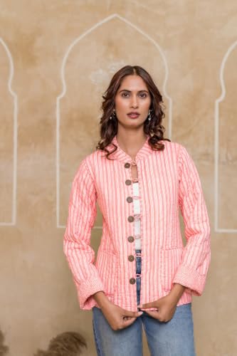Image of Reversible Jacket for Women | Double Sided Quilted Jacket | Reversible Winter Jacket for Women | Stylish Ethnic Printed Jacket | Warm & Comfortable Casual Outerwear