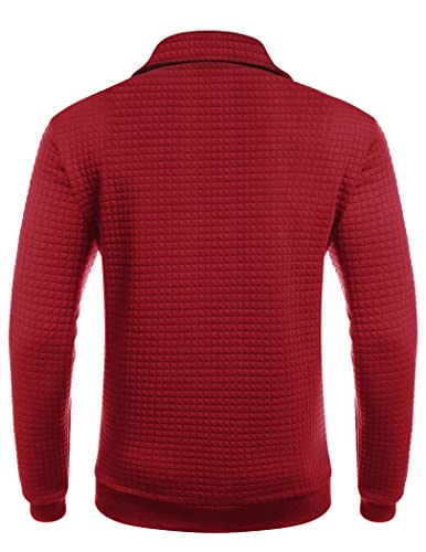 COOFANDY Mens Quarter Zip Sweatshirt Long Sleeve Casual Waffle Pullover Hoodies with Pocket4