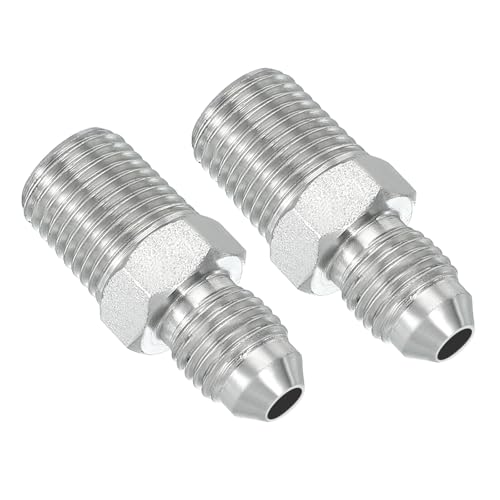 Image of PATIKIL Pipe Adapter Connector 7 /16 inch Male 74 Flare JIC x 1 /4 inch Male R Pipe Fitting 2 Pcs Oil Feed Restrictor Fitting Hydraulic Connector for Oil Steam Water Pipelines System