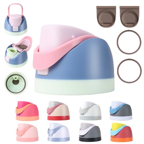 NebkDask Replacement Cap fits Owala Freesip 16oz 24oz 32oz Bottles. BPAFree Leakproof lid with 2 Extra gaskets and OSeal Rings for Owala Water Bottles (Lighte Pink)