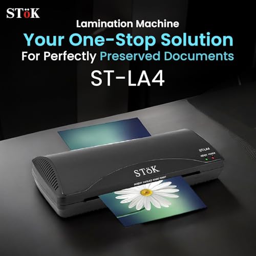 Image of SToK (ST-LA4) A4 Hot & Cold Lamination Machine for Home, Office & School | Fits Upto 9 Inch Wide Pages (1 Year Offsite Warranty)