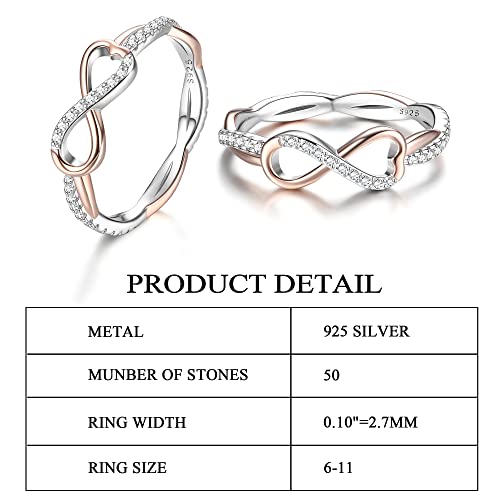 Valdeas Sterling Silver Wedding Rings For Women Eternity Band Cubic Zirconia Heart Infinity Twist Promise Rings For Her (7) #TOP6