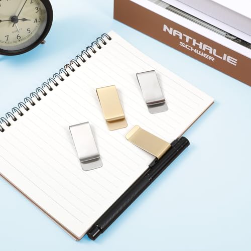 Small Money Clip 4 Pcs Men's Money Clips Slim Money Clips Metal Money Clips Stainless Steel Credit Business Card Holder Pocket Cash Wallet Money Clip, 2 Inch, Gold + Silver3