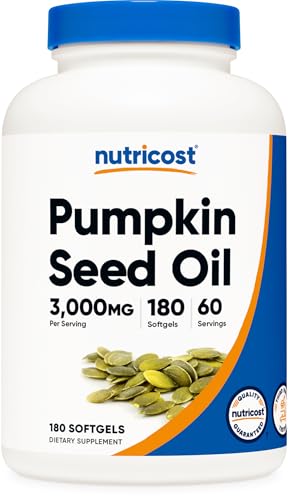 Nutricost Pumpkin Seed Oil 3 000mg Per Serving 180 Softgels for 60 Servings Per Bottle - GMO-Free Gluten-Free Dietary Supplement