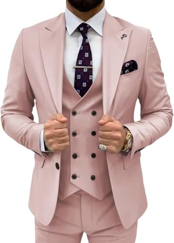 Men Suits Peak Lapel 3 Pieces Jackets Vest Pants Outfit Sets Casual Formal Wedding Groom Prom Party Tuxedos