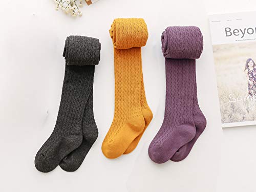 Image of EPEIUS Baby Girl Tights Thick Cable Knit Leggings Little Girls Cotton Stockings Pantyhose for Toddlers Child 2-10 Years