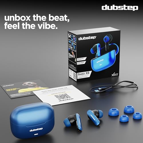 Image of Dubstep Buzz X6 Upto 54hrs Playtime|13mm Neodymium Driver| XBass Technology|TWS Ear Buds Wireless Earphones with mic -S.Blue