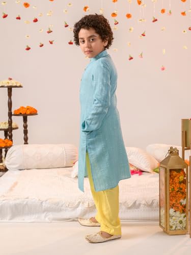 Pspeaches Boys Ethnic Motifs Printed Regular Pure Cotton Kurta With Pyjamas
