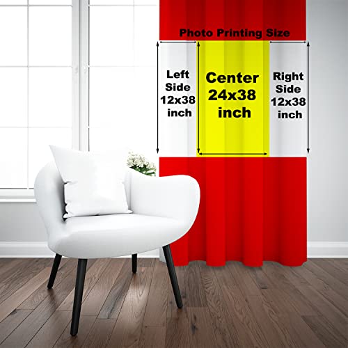 Image of Crush Fabric Photo Personalise Curtains with 8 Eyelet for Living Room Bedroom Home Office 4 x 7 Feet Style 134 (One Pcs) (Red)
