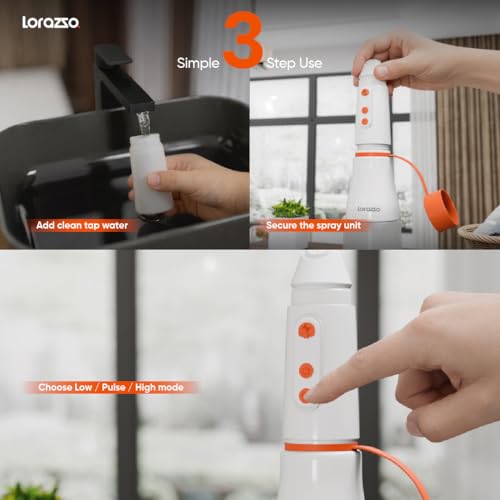 Image of Lorazzo WOGO Portable Jet Spray | Battery Operated Bidet Sprayer | Type-C Rechargeable | 290ml Refillable Bottle | Adjustable Water Pressure | Compact Travel Hygiene Cleaner | Handheld Personal Bidet | 2 Year Warranty