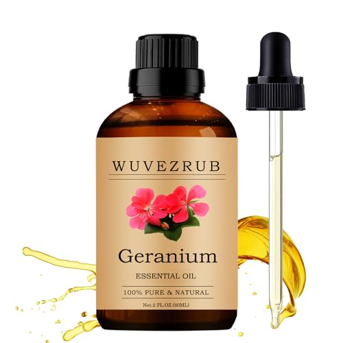 Wuvezrub Geranium Essential Oils 60ML,100% Pure and Natural Honeysuckle Essential Oil for Aromatherapy Diffuser - 2 Fl Oz/Geranium