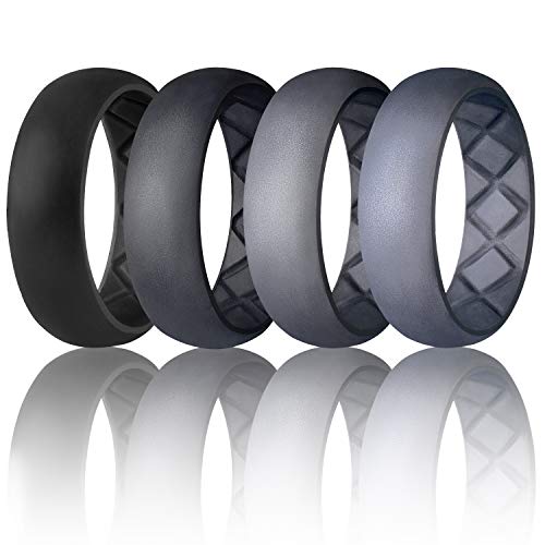 Egnaro Silicone Wedding Ring for Men, Breathable Mens' Rubber Wedding Bands, Size 8