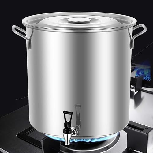 Olla de acero inoxidable con tapa, resistente, grado alimentario, 304, pulido con espejo, versátil para todos los tipos de estufas.