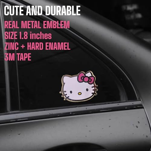 Image of Anime Car Pink Cat Cute Metal Sticker Emblem for Car & Laptop (KIT)