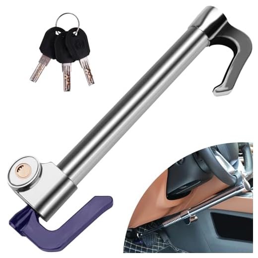 Tevlaphee Car Steering Wheel Lock Brake Pedal Clutch Lock Retractable Hook Universal Anti-Theft for Van Car SUV Lorry Truck Heavy Duty Car Auto Security with 3 Keys