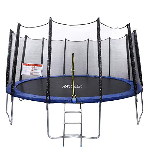 DREAMVAN 15FT TUV Approved Trampoline, Kids Trampoline with Enclosure net and Poles Safety Pad Ladder, Jumping Mat Rain Cover, Great Outdoor Backyard Trampoline