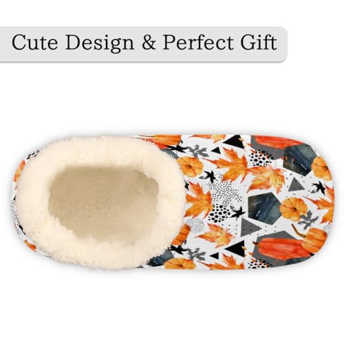 Pumpkin Leaves Slippers for Women Slipper Socks Soft Fuzzy House Slippers Shoes for Indoor Bedroom, Winter Cozy Christmas Gifts, Halloween3