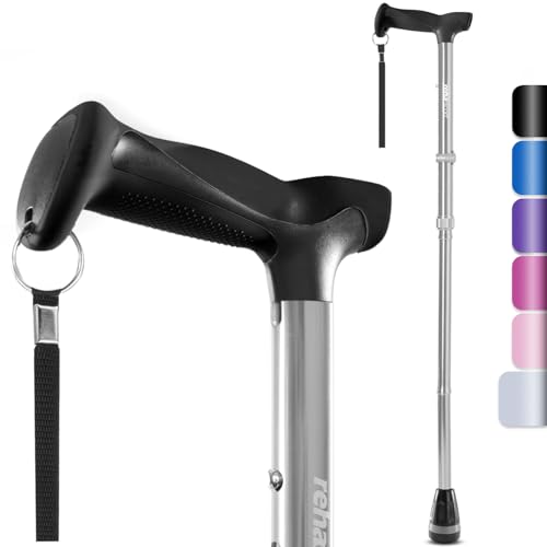 Image of Rehaescort Walking Cane, Folding, Adjustable, Lightweight, Walking Canes for Men & Women, Soft Ergonomic Handle, Heavy Duty All Terrain Tip, Walking Sticks for Seniors & Adults with Travel Bag