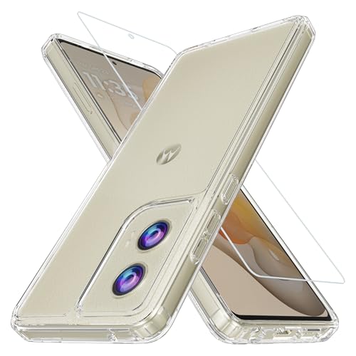 GSDCB Case for Motorola Moto G Stylus 5G 2024 Case with Tempered Glass Screen Protector, Hard PC Back Cover Soft TPU Edge Bumper Design Phone Case for Women Men Girl Boy (Clear)