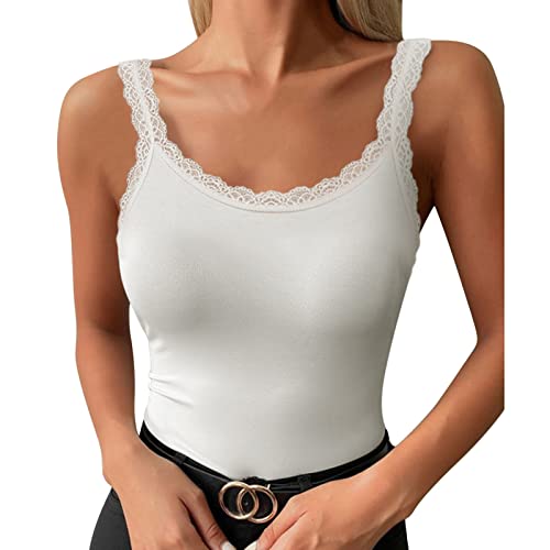 Ropa interior de encaje con tirantes para mujer, blusa sin mangas, camisetas sin mangas, camisetas sin mangas para mujer, blanco, 3XL