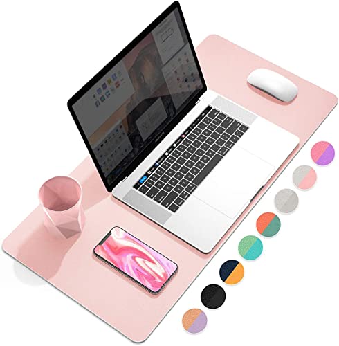 Image of Mouse Pad, Desk Mat, Large Leather Desk Pad, PU pad Waterproof Mouse Pad for Laptop, Office Table Protector Blotter Best Gifts (80 x 40 cm, Pink)