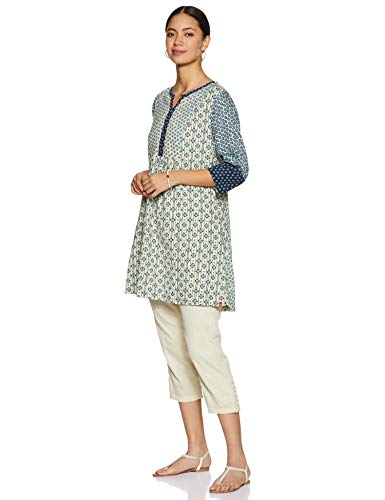 Image of BIBA Womens Notched Neck Printed Kurta and Pants Set