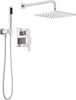 Delta Modern 14 Series 10-Inch Square Rainfall Shower System with Handheld Chrome, Complete Valve Trim Kit 342701
